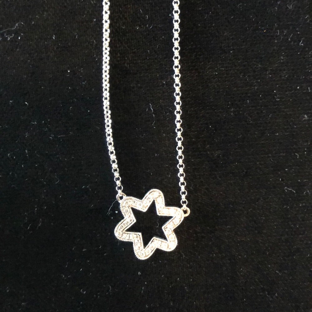 Star necklace silver with cubic zirconium 22cm